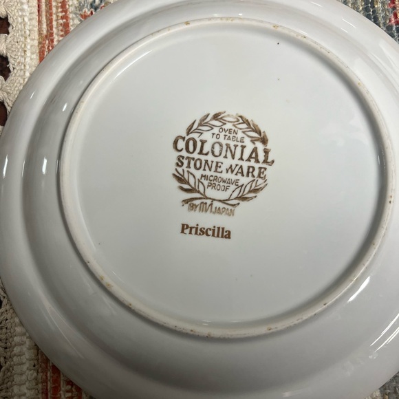 70's "Priscilla" by Colonial Stoneware • 4 Dinner Plates • Bold Botanical Print - Picture 4 of 5